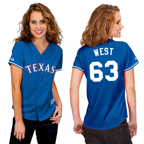 Matt West #63 mlb Jersey-Texas Rangers Women's Authentic 2014 Alternate Blue Baseball Jersey